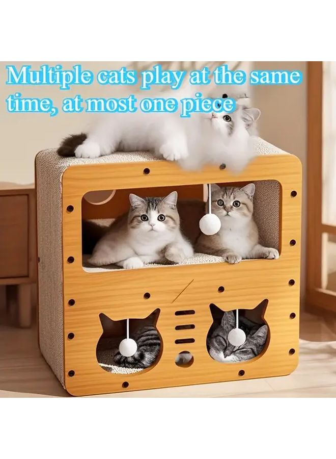 Pet Double Storey Villa Cat Scratching Post Summer Cool Extra Large Cat Bed - Image 3